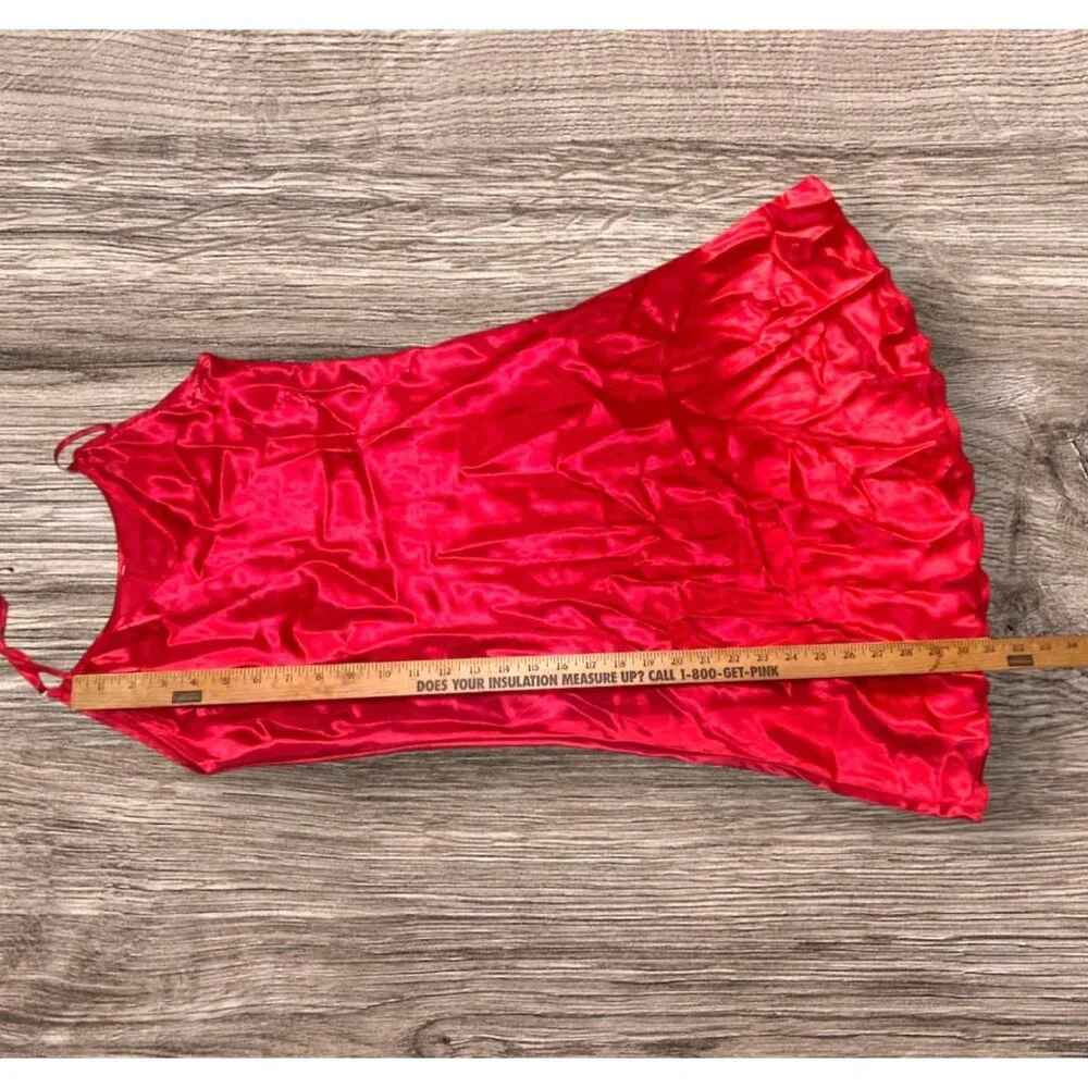 Red Satin‎ Slip Dress Adjustable Straps Flowy Silhouette Sexy Coquette Vamp
